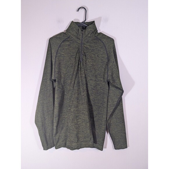 Alphalete Top Men Sz L Dark Long Sleeve Athletic Pullover 1/4 Zip Activewear - Picture 1 of 9